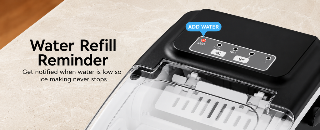 Countertop Ice Maker Machine with Handle, 26 lbs/24H, 8 Cubes in 6 Mins, Auto-Cleaning Portable Ice Maker Machine for Home RV
