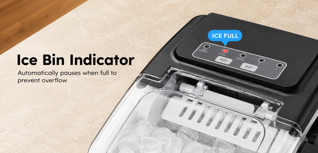 Countertop Ice Maker Machine with Handle, 26 lbs/24H, 8 Cubes in 6 Mins, Auto-Cleaning Portable Ice Maker Machine for Home RV