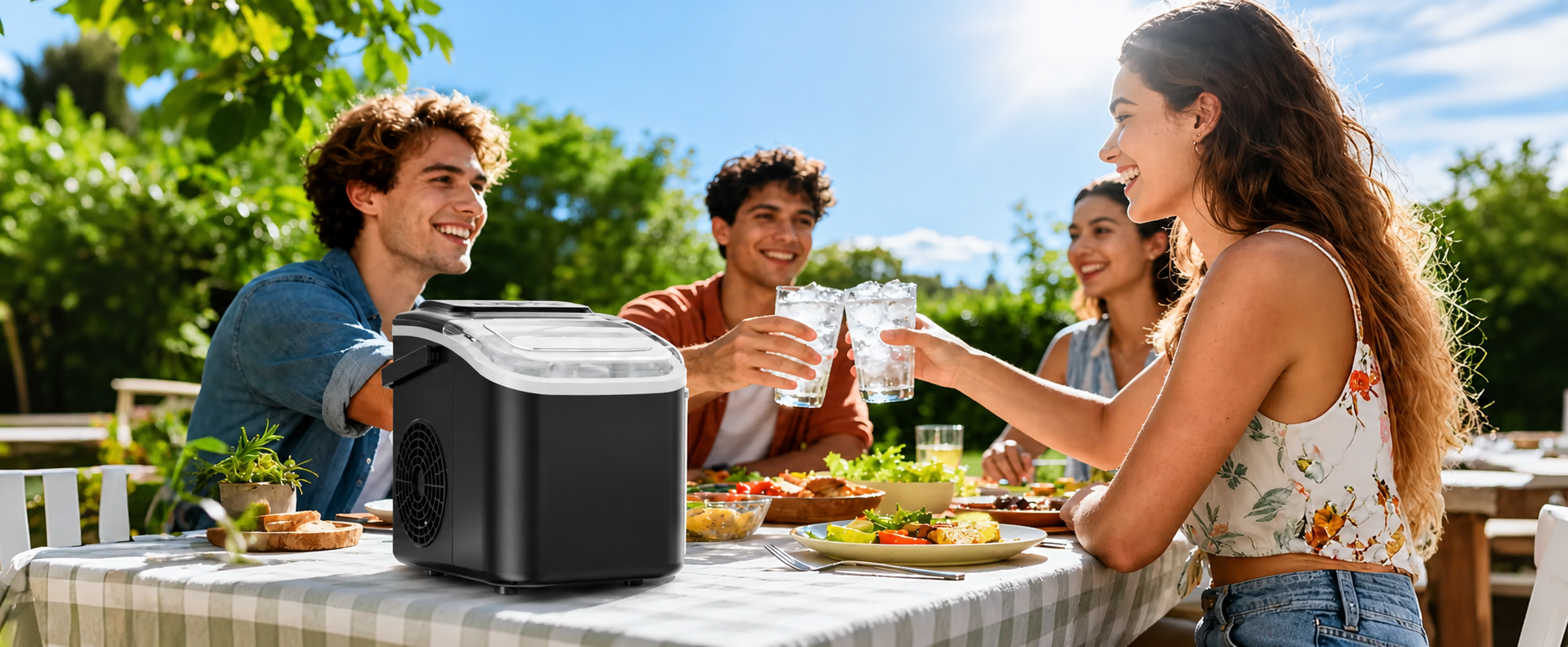 Countertop Ice Maker Machine with Handle, 26 lbs/24H, 8 Cubes in 6 Mins, Auto-Cleaning Portable Ice Maker Machine for Home RV